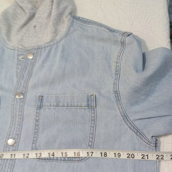 Forever 21 Mens Denim Hoodie Jacket Light Wash Medium Cotton Blend - Picture 9 of 9